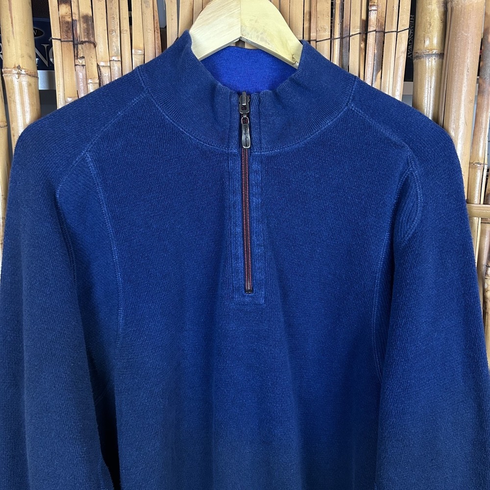 Tommy Bahama Men's Sweater 1/4 Zip Sweater Navy Blue Preppy Casual Outdoors - L - Picture 2 of 14